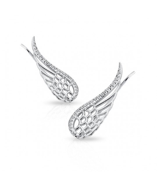 Silver earrings, Wings with zirconia