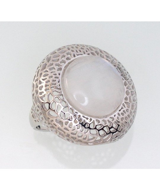 Silver ring, Silver 925°, Rhodium (Plating), Moonstone
