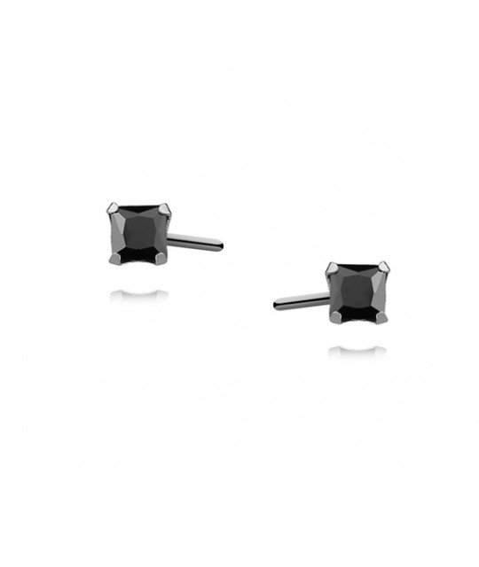 Silver earrings with black zirconia