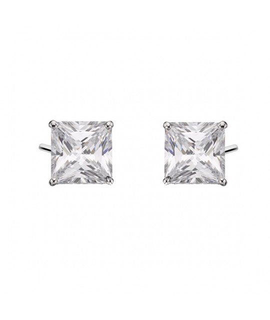 Серебряные серьги с белым цирконием, 6 х 6 мм