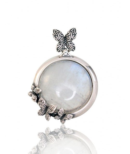 Silver pendant, Silver 925°, oxide (Plating), Moonstone