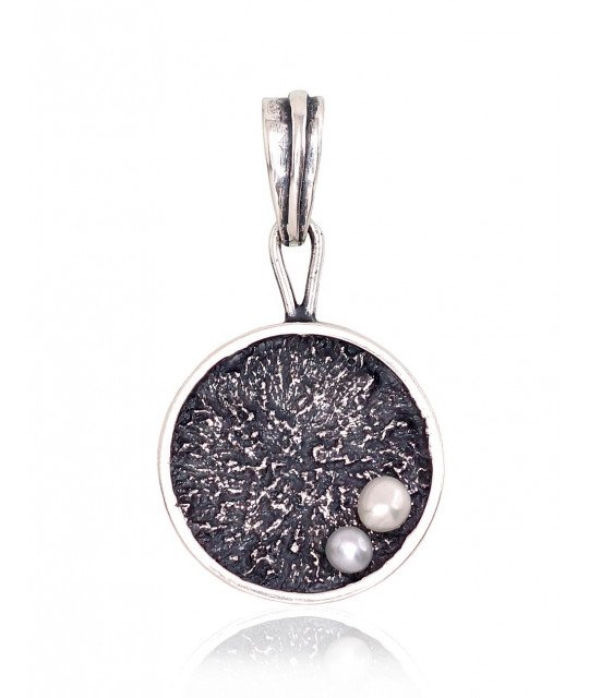 Silver pendant, Silver 925°, oxide (Plating), Fresh-water Pearl