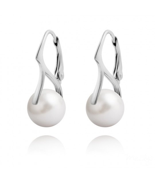 Sidabriniai auskarai Nacreous Crystal Pearl, White