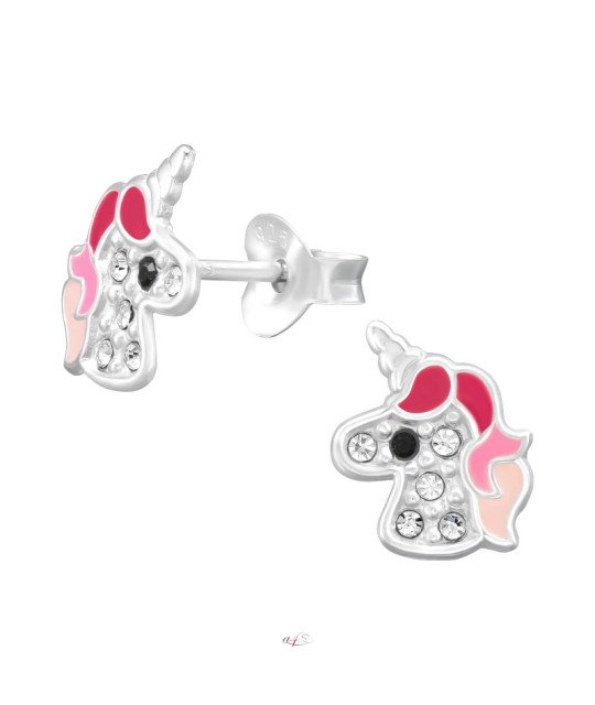 Silver earrings, Unicorn