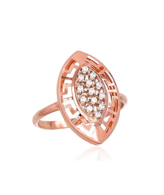 Gold ring, White/Red Gold 585°, Zirkons