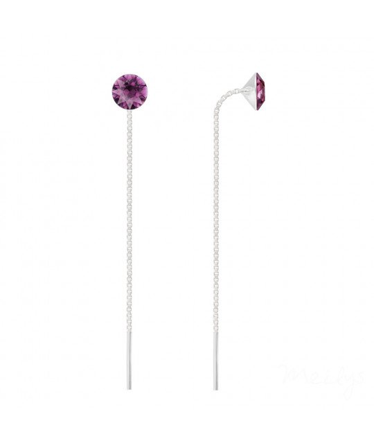 Sidabriniai grandininiai auskarai Xirius, Crystal Amethyst