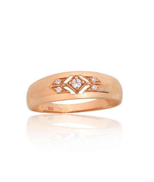 Gold ring, Red Gold 585°, Zirkons