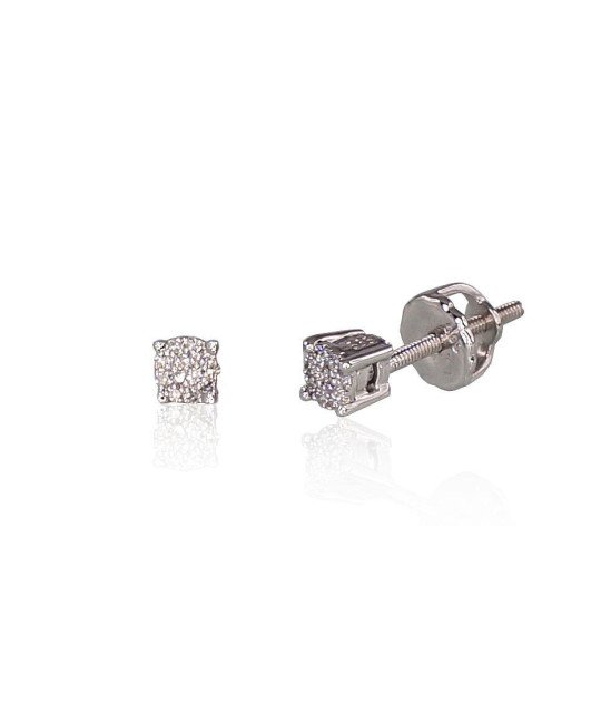 Gold screw studs earrings, White Gold 585°, Diamonds