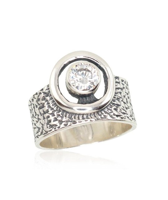 Silver ring, Silver 925°, oxide (Plating), Zirkons