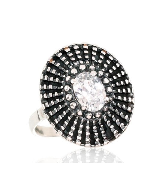 Silver ring, Silver 925°, oxide (Plating), Zirkons