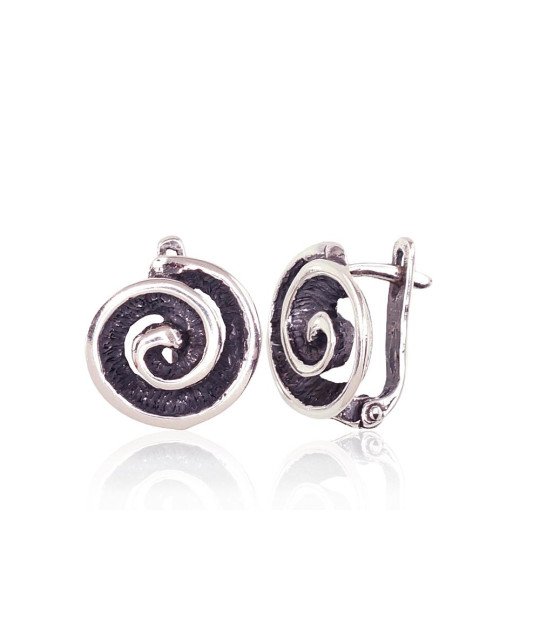 Silver earrings with 'english' lock, Silver 925°, oxide (Plating)