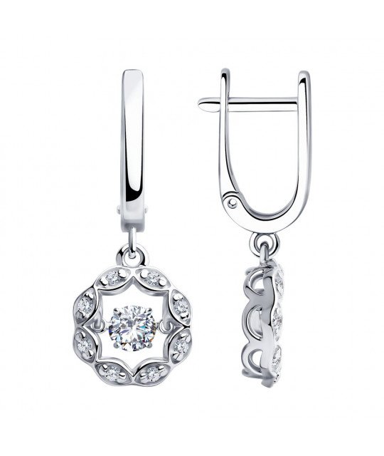 Sudraba SOKOLOV auskari ar dejojošu kubisko cirkoniju