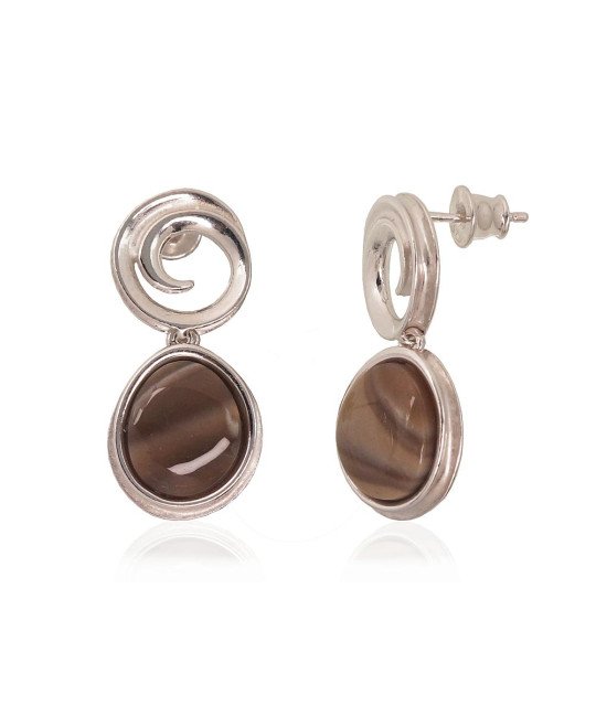 Silver stud earrings, Silver 925°, Rhodium (Plating), Flint