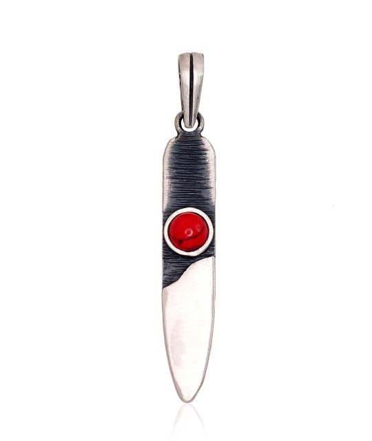Silver pendant, Silver 925°, oxide (Plating), Coral (Imitation)