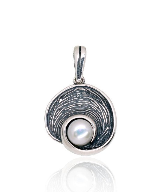 Silver pendant, Silver 925°, oxide (Plating), Fresh-water Pearl