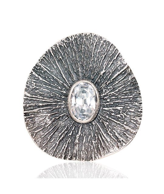 Silver brooch, Silver 925°, oxide (Plating), Zirkons