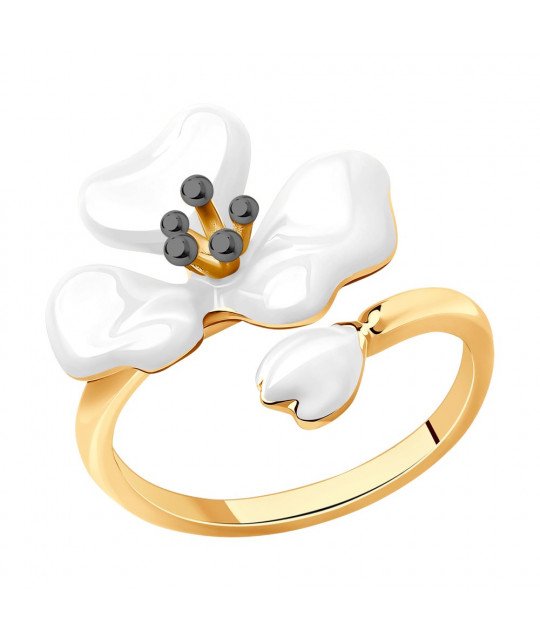 Silver ring SOKOLOV with enamel, White
