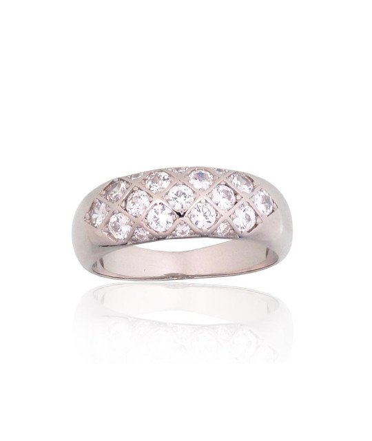 Серебряное кольцо, Серебро 925°, родий (покрытие), Цирконы