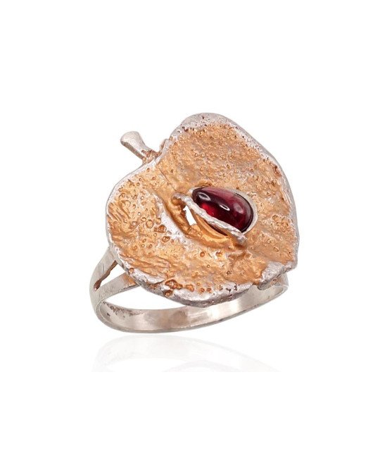 Silver ring, Silver 925°, oxide (Plating), Garnet