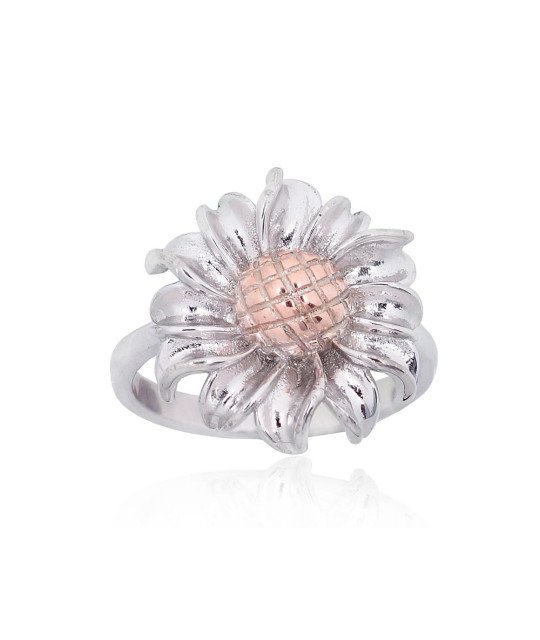 Серебряное кольцо, Серебро 925°, родий (покрытие)/, красное золото (покрытие)