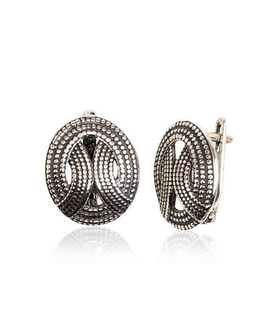 Silver earrings with 'english' lock, Silver 925°, oxide (Plating)