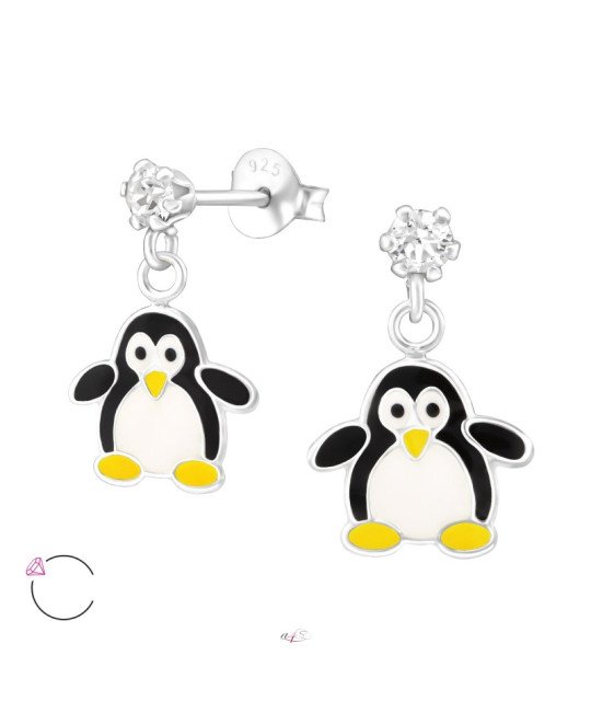 Silver earrings, Penguin