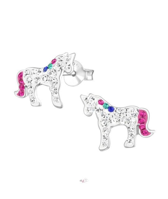 Silver kid's earrings, Unicorn