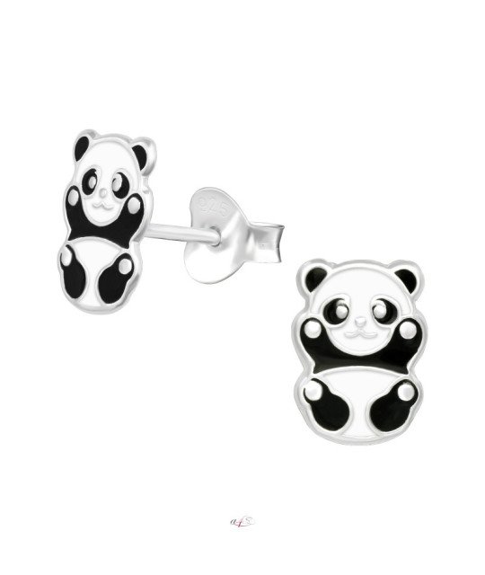 Hopeiset lasten korvakorut, Panda karhu