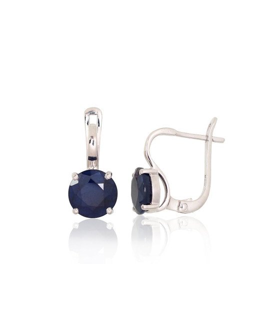 Silver earrings, Silver 925°, Rhodium (Plating), Sapphire