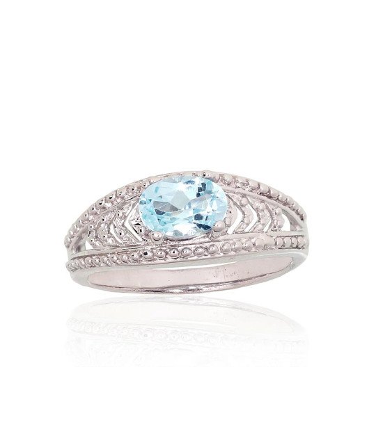 Silver ring, Silver 925°, Rhodium (Plating), Sky Blue Topaz