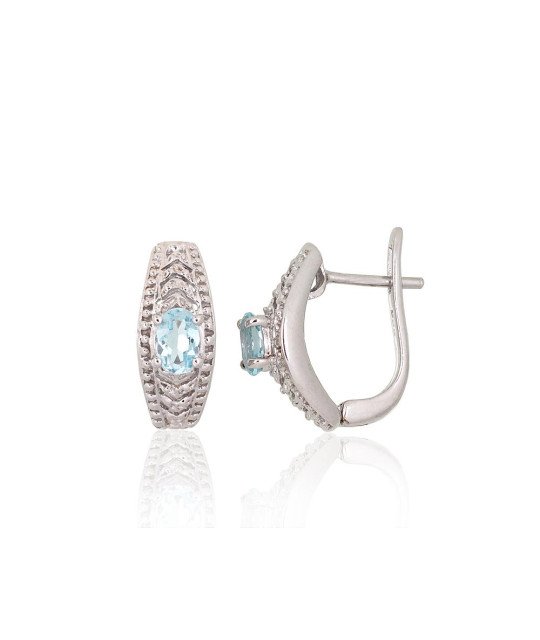 Silver earrings, Silver 925°, Rhodium (Plating), Sky Blue Topaz