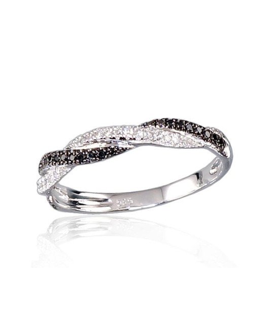 Gold ring, White Gold 585°, Rhodium (Plating), Diamonds, Diamonds (Black)
