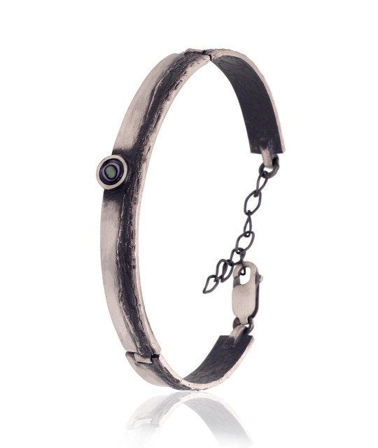 Серебряный браслет, Серебро 925°, оксид (покрытие), Перламутр