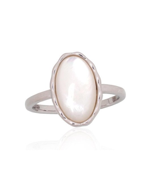 Silver ring, Silver 925°, Rhodium (Plating), Mother-of-pearl
