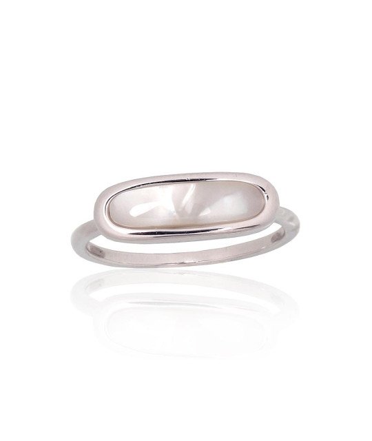 Silver ring, Silver 925°, Rhodium (Plating), Mother-of-pearl