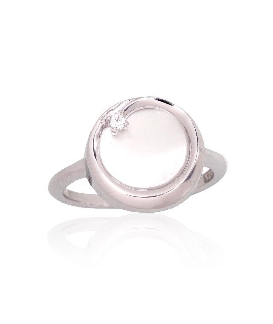 Silver ring, Silver 925°, Rhodium (Plating), Zirkons, Mother-of-pearl