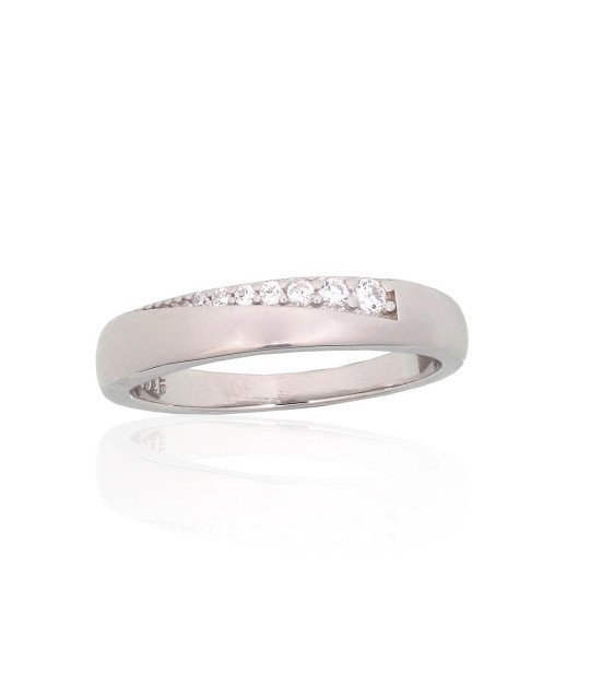 Silver ring, Silver 925°, Rhodium (Plating), Zirkons