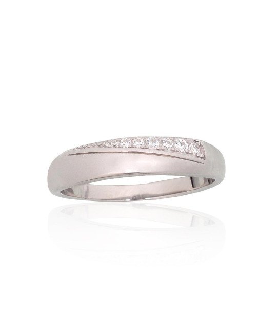 Silver ring, Silver 925°, Rhodium (Plating), Zirkons