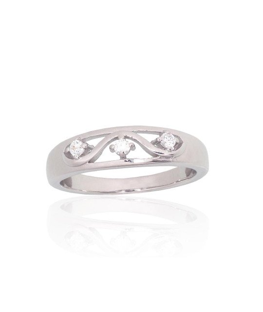 Silver ring, Silver 925°, Rhodium (Plating), Zirkons