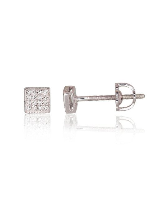 Gold screw studs earrings, White Gold 585°, Diamonds