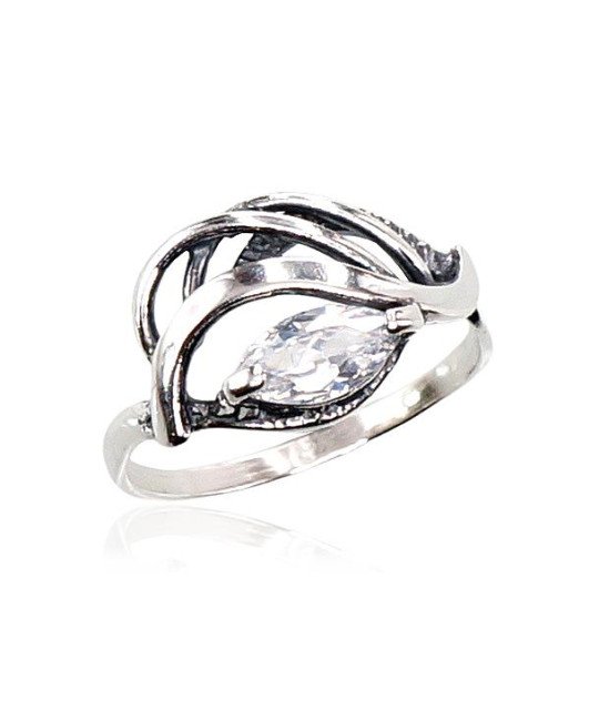Серебряное кольцо, Серебро 925°, оксид (покрытие), Цирконы
