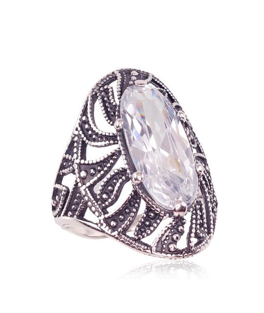 Silver ring, Silver 925°, oxide (Plating), Zirkons