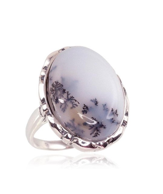 Silver ring, Silver 925°, oxide (Plating), Dendritic Agate