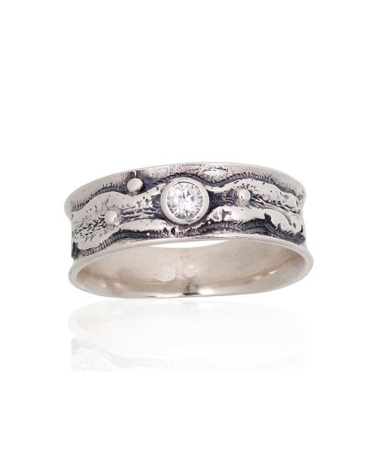 Серебряное кольцо, Серебро 925°, оксид (покрытие), Цирконы