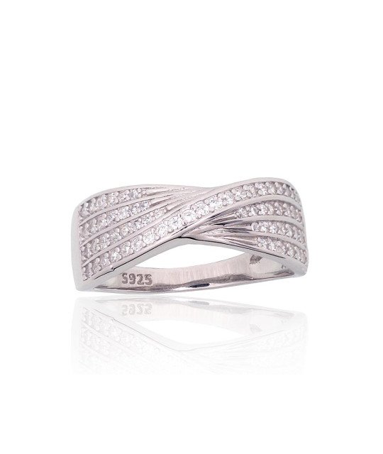 Silver ring, Silver 925°, Rhodium (Plating), Zirkons