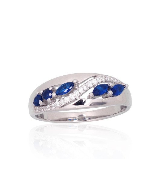 Серебряное кольцо, Серебро 925°, родий (покрытие), Цирконы