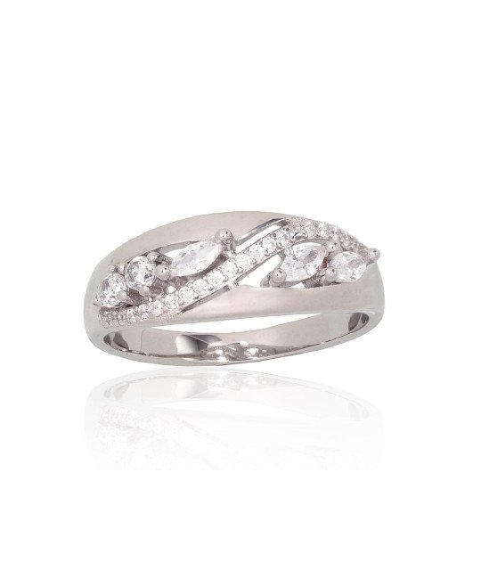 Silver ring, Silver 925°, Rhodium (Plating), Zirkons