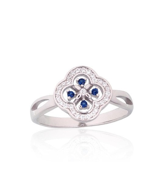 Silver ring, Silver 925°, Rhodium (Plating), Zirkons