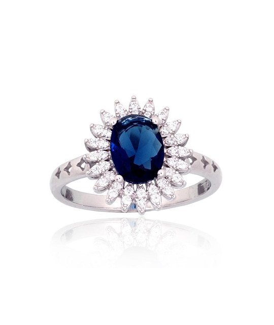 Silver ring, Silver 925°, Rhodium (Plating), Zirkons