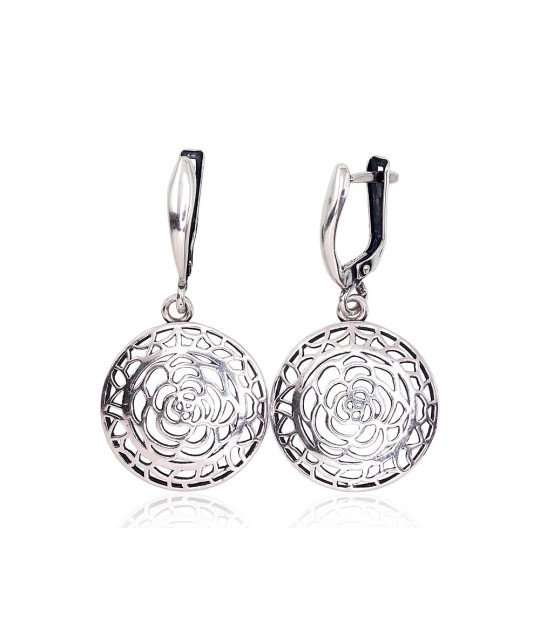 Silver earrings with 'english' lock, Silver 925°, oxide (Plating)